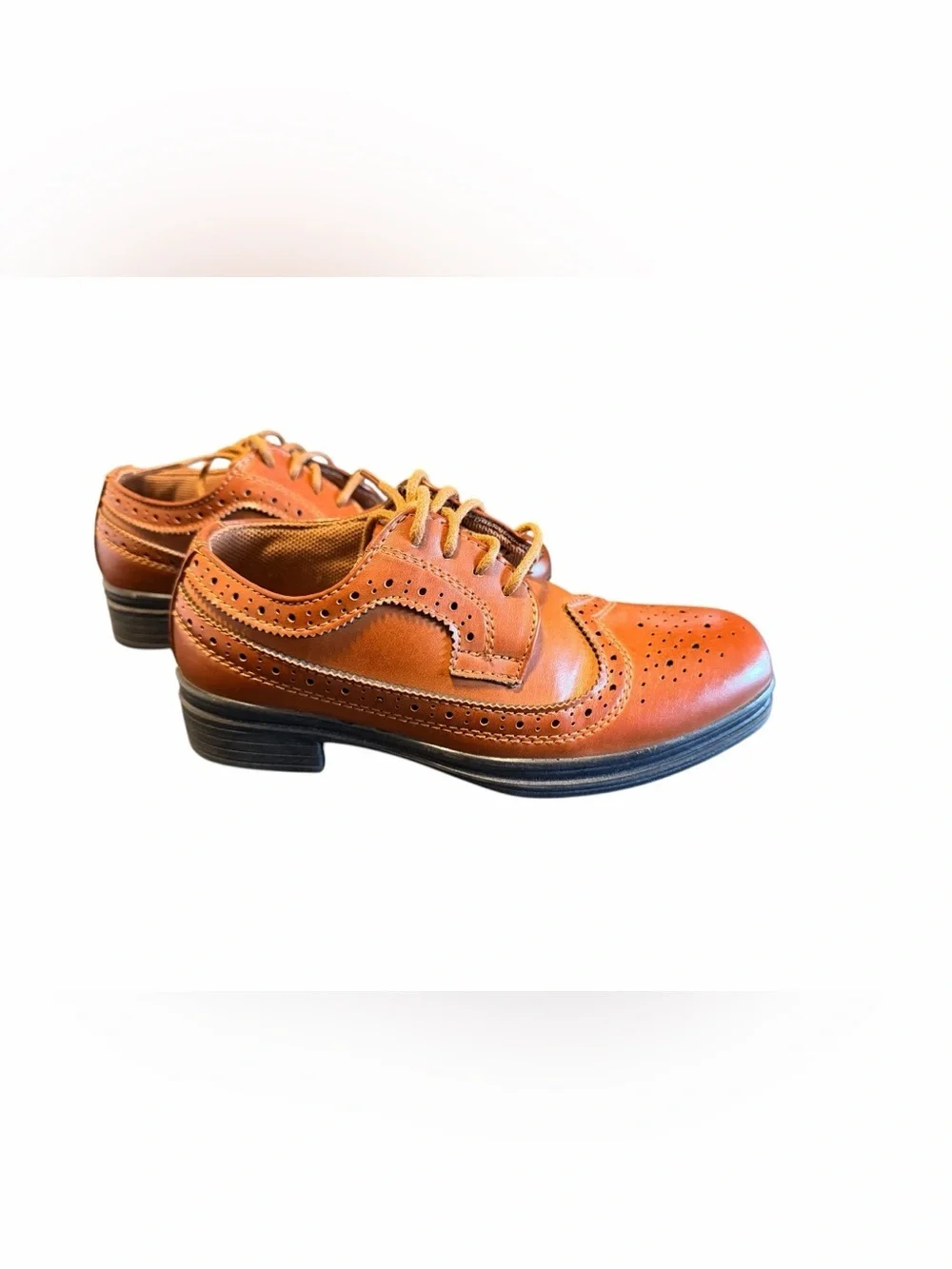 Kids Deer Stags Wingtip Oxford Dress Shoes-Luggage Color Size 12M